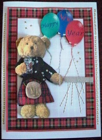 Tartan Teddy in Kilt - for New Year! by Helen Gomm