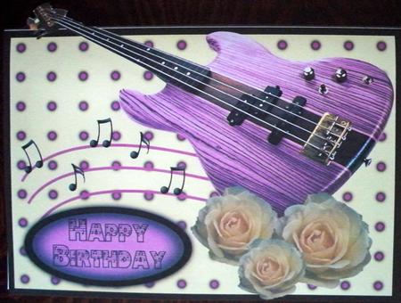 Pink Bass Guitar Over the Edge by Helen Gomm