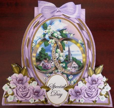 Lilac Wedding Rings Special Large Oval Card Mini Kit by Helen Gomm