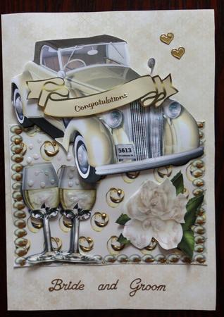 Over the Edge Card with Wedding Car & Champers by Helen Gomm