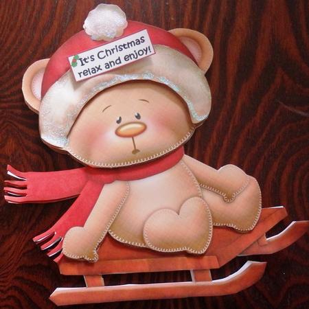 Lets Go Sledging Shaped Card by Helen Gomm