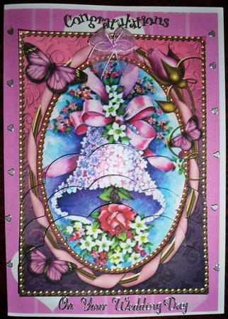 Two Tone Wedding Bells One Edge Scallop Bottom 7x5in Stacker by Helen Gomm