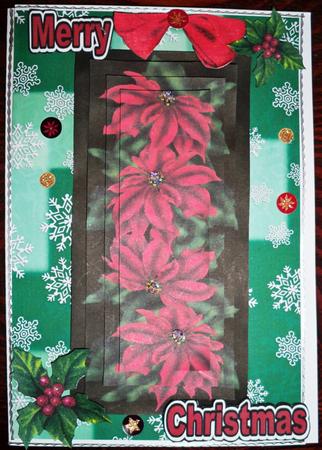 Red Poinsettias & Green Holly, Pyramids by Helen Gomm