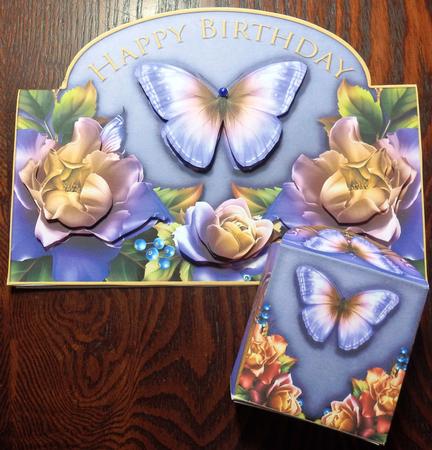 Plaque Card with Bag Butterfly Purple by Helen Gomm
