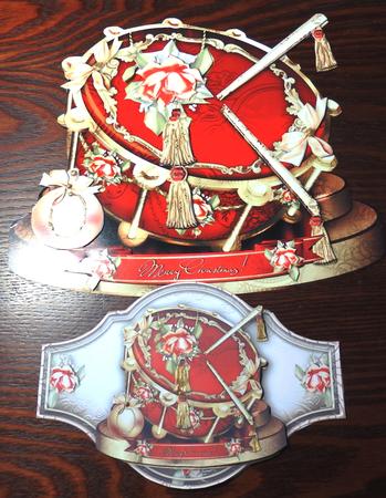 Beautiful Red Christmas Drum with Roses Decoration by Helen Gomm