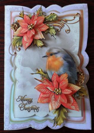 Robin and Poinsettias Scalloped Card Kit by Helen Gomm
