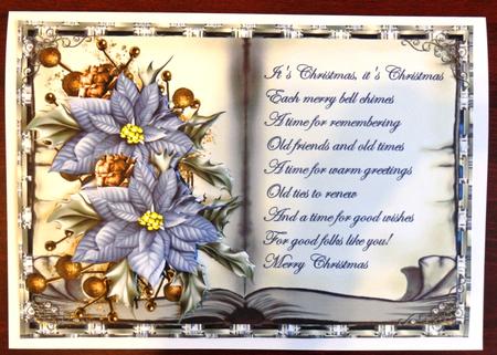 Blue Poinsettias Book Topper by Helen Gomm