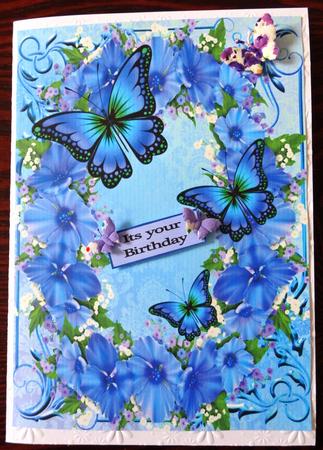 Blue Flowers Card Isert by Helen Gomm