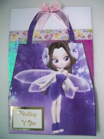 Violet Fairy Handbag Card by Helen Gomm