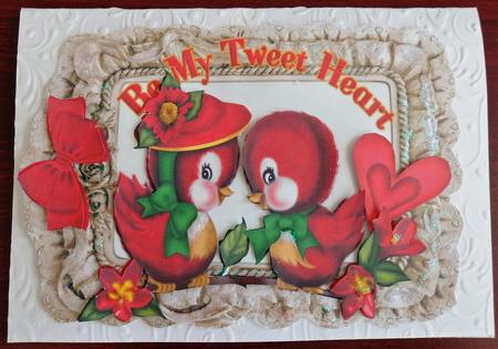 Be My Tweet Heart! Cute Love Birds with Bow by Helen Gomm