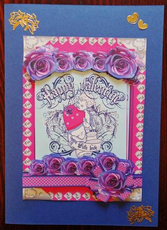 Happy Valentine with Love Decopauge Card Front by Helen Gomm