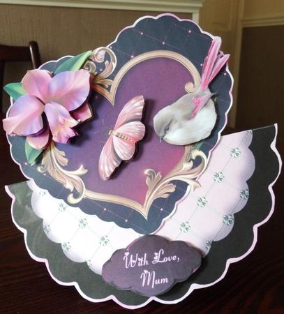 Alluring Orchid Heart Shaped Wobble Card Mini-kit by Helen Gomm