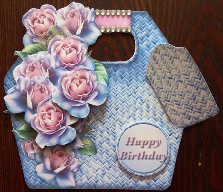 Pastel Roses Basket Tote Card Mini Kit by Helen Gomm