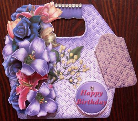 Mixed Bouquet Basket Tote Card Mini Kit by Helen Gomm