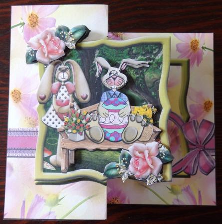 Bunny Love Fold Back Card Kit & Envelope by Helen Gomm