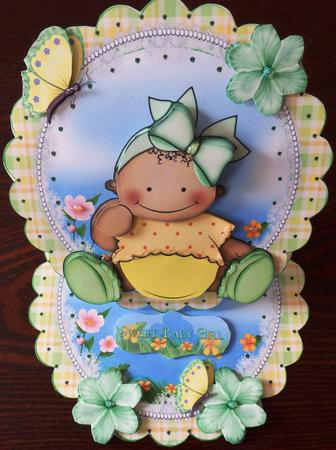 Sweet Baby Girl Scalloped Round Easel Card Mini Kit by Helen Gomm