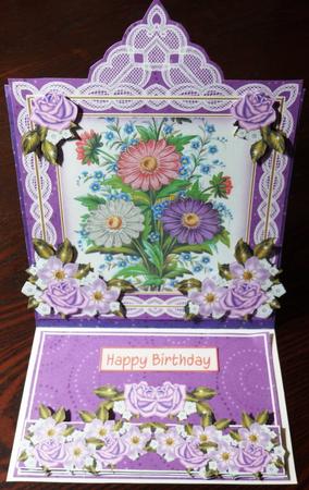 Mixed Daisies Lace Top Easel Card & Envelope Kit by Helen Gomm