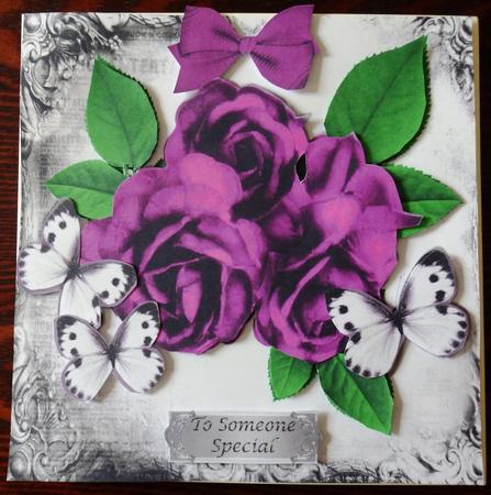 Beautiful Cerise Roses with White Butterflies 8x8 Mini Kit by Helen Gomm