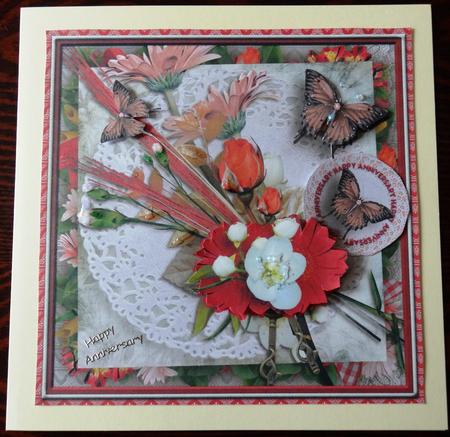 Cardtopper Singlesheet Red Dahlia 108 by Helen Gomm