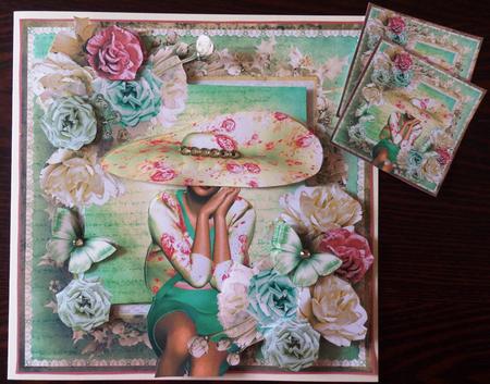 The Beautiful Rose Hat Card Front Kit by Helen Gomm