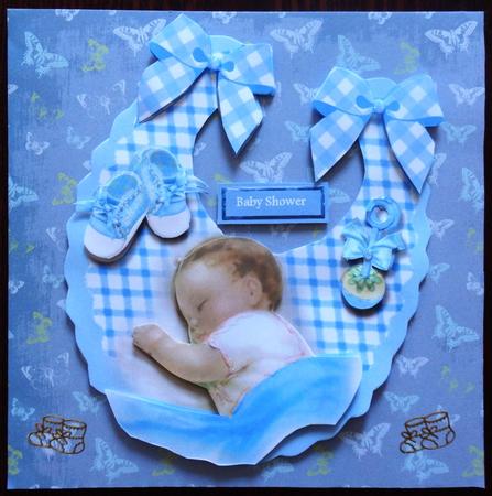 A Beautiful Baby Boy on a Bib  by Helen Gomm