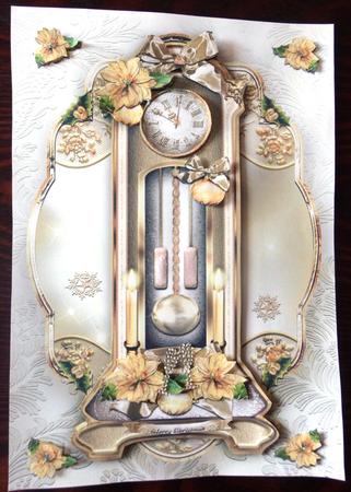 Christmas Clock with Poinssetias Card Kit by Helen Gomm