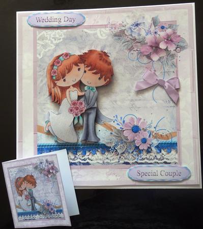 Wedding Couple 8x8 Card Mini Kit & Decoupage by Helen Gomm