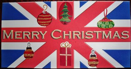 Merry Christmas Uk Quick Cut and Fold Card by Helen Gomm