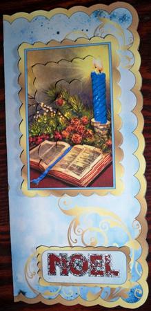 Christmas Candle - Scalloped Cut & Fold Dl Card with Stacker by Helen Gomm