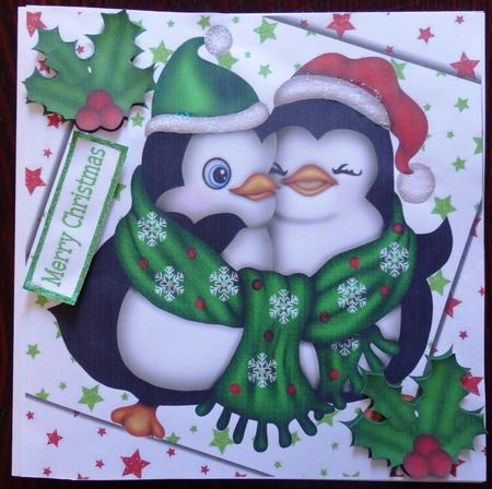Cuddle Up Penguins with Holly and Stars 8x8 by Helen Gomm