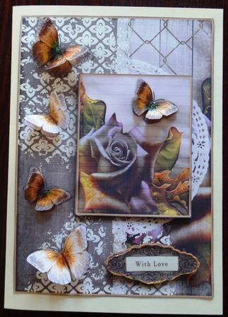 Cardtopper with Matching Envelope Dark Roses 699 by Helen Gomm