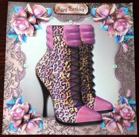 Beautiful Lilac Boots with Roses 8x8 by Helen Gomm