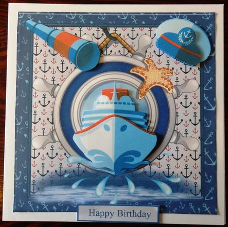 Ship's Away Card Topper & Decoupage by Helen Gomm
