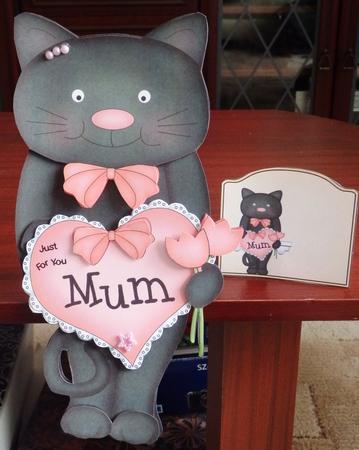 3D on the Shelf Card Kit - Little Cat's Heart for Mum by Helen Gomm