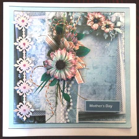 Pink Daisy 7.5 Card with Decoupage by Helen Gomm
