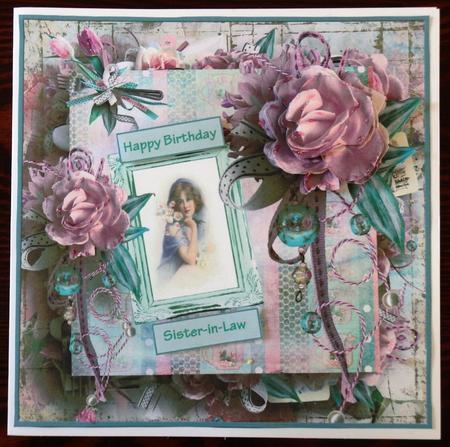 Vintage Beauty Rose 8x8 Card with Decoupage by Helen Gomm