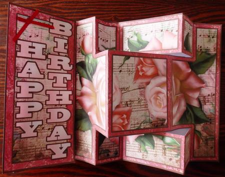 Shutter Surprise Card - Pink Roses & Music by Helen Gomm