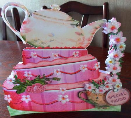 Tea Time Cake and Teapot Shaped Card Mini Kit by Helen Gomm