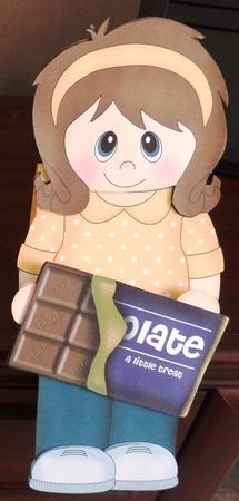 3D on the Shelf Card Kit - Little Chocolate Bar Lady Cara by Helen Gomm