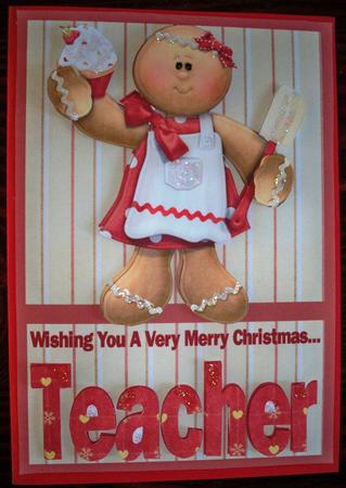 Merry Christmas Female Teacher A5 Card by Helen Gomm