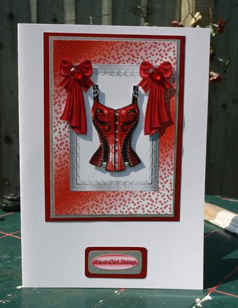 Gorgeous Red Basque & Bows by Helen Harding-Shepphard