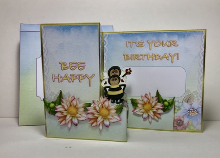 Bee Happy 2 - Z Fold Card with inside bars.  by Helen Howell