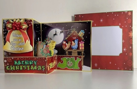 An Eggs-cellent Christmas  - Z fold Card with pop up bars.  by Helen Howell