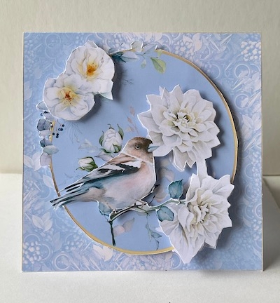 Bird with flowers- Blank Card, suitable for many different occasions.  - Tent Card by Helen Howell