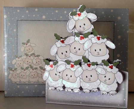 3D Xmas Lambs Shaped Card with Decoupage by Helen Howell