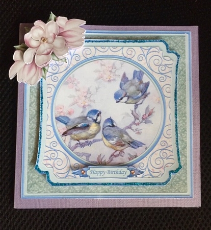 Blue Tits Amongst the Blossom Card Topper & Decoupage by Helen Howell
