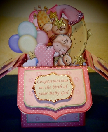 New Baby Girl Pop Up Box Card 7.5 by Helen Howell