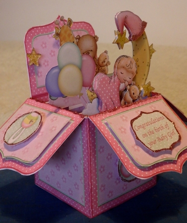 New Baby Girl Pop Up Box Card 7.5 by Helen Howell