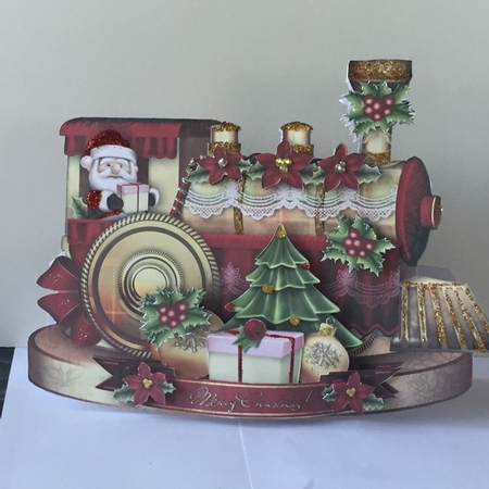 Christmas Gift Train with Little Red Poinsettias by Helen Howell