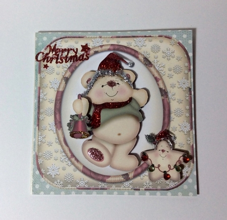 Christmas Bear Rounded Square Card Front by Helen Howell